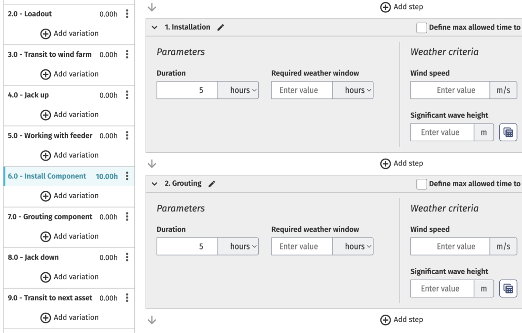 Install component process inputs