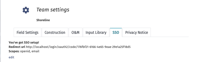 The SSO setup complete confirmation in team settings