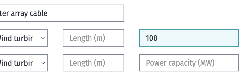 The power capacity input on a cable asset