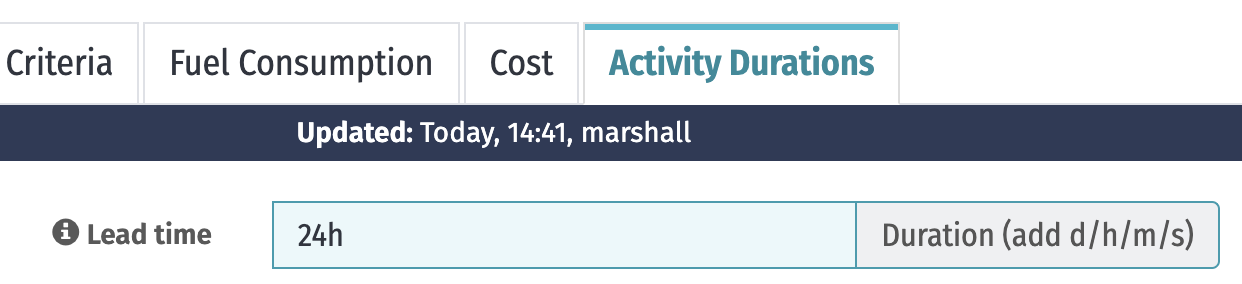 The lead time input in a CTV&#39;s Activity Durations tab)