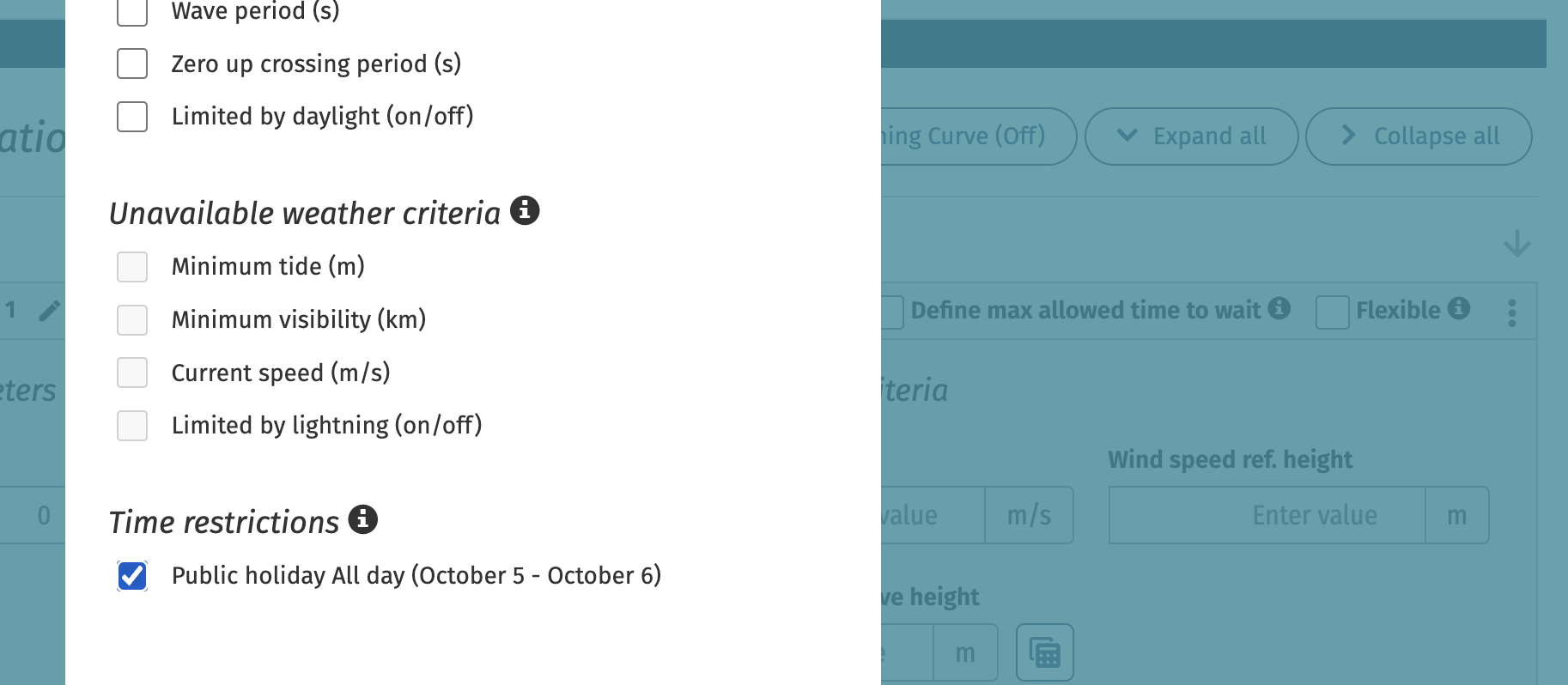 Applying a time restriction