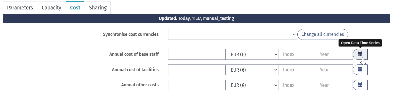 The Open data time series button