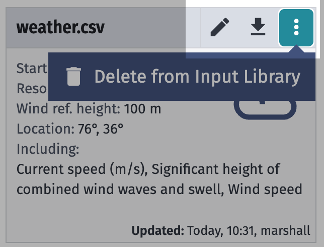 Weather data card options