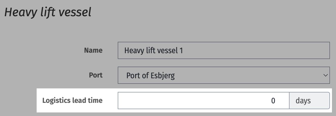 The Logistics lead time input on an HLV