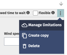 The manage limitations option