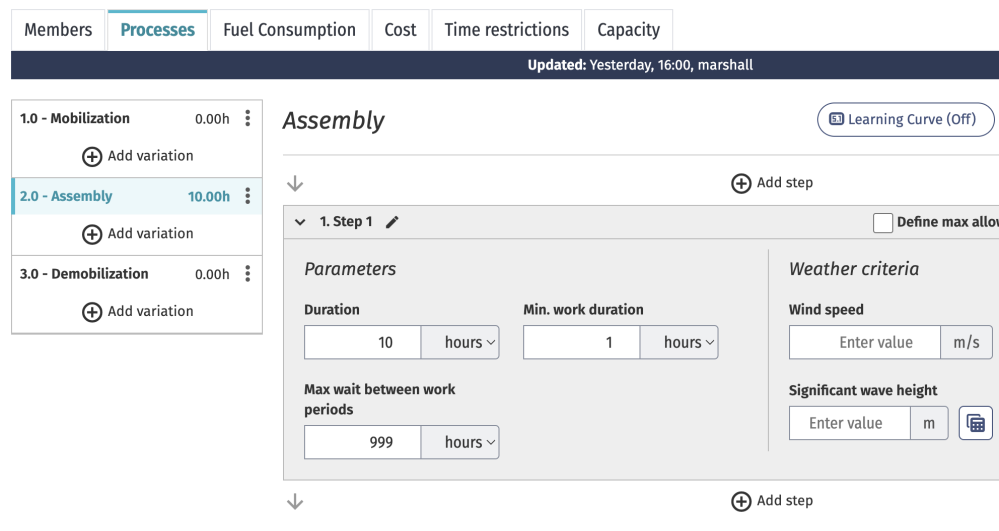 Assembly processes inputs