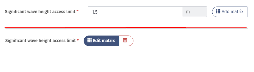 The weather matrix or field options