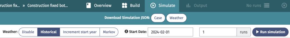 Simulation inputs