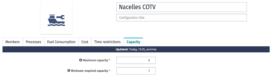 Set COTV capacity