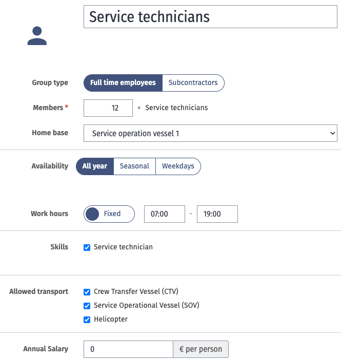 Personnel inputs